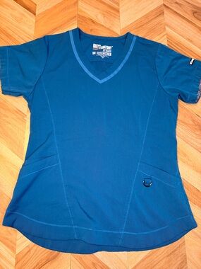 Grey's Anatomy V-Neck Scrub Top in Dark Teal Blue